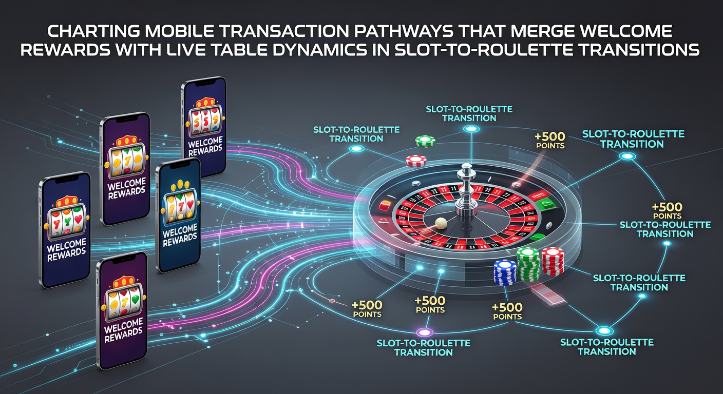 Visuele weergave van mobiele transactiepaden die welkomstbonussen verbinden met live roulette tafels in casino apps