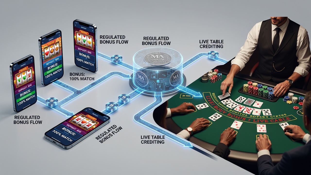 Grafiek die bonusflow patronen tussen mobiele slots en live blackjack weergeeft
