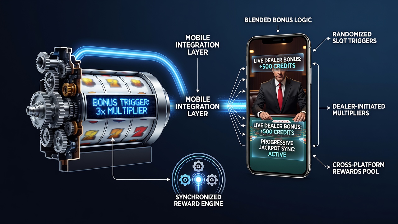 Diagram van mobiele betaalinnovaties die slotbonussen koppelen aan live dealer spellen