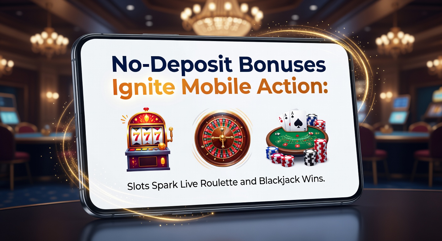 Speler viert overwinning op mobiel scherm met slots en live tafels op de achtergrond, symboliserend de transitie van no-deposit bonussen naar grote winsten